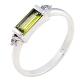 Min-seo Green Gemstone Halo Ring with Silver Band